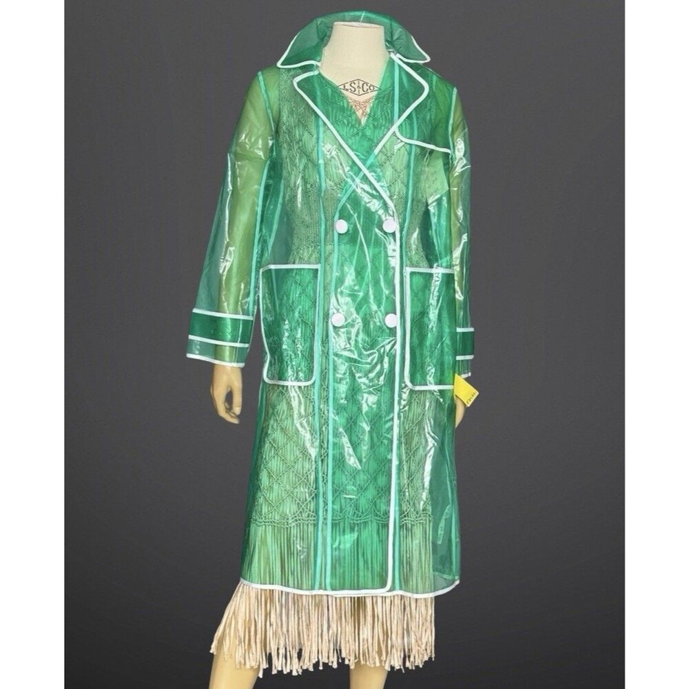 Topshop NWT Green PVC Vinyl Raincoat As Seen on “In The Dark” TV Dead Stock 2020